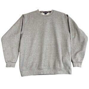 Lands' End Boys Large 14-16 Tall Sweatshirt Gray Solid Fleece Crewneck Pullover